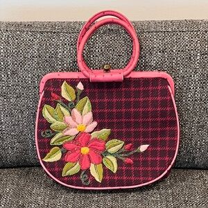 Gorgeous Vintage Isabella Fiore Purse Handbag Clutch Floral Embellished Beaded